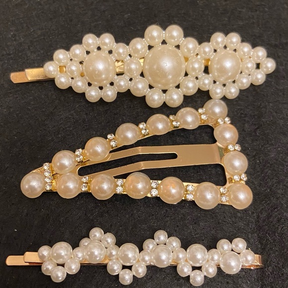 Fashion Hair Accessory Accessories - Women’s Variety Pearl Style Hair Slide On’s Barrettes 3 Hair Mane Accessories.